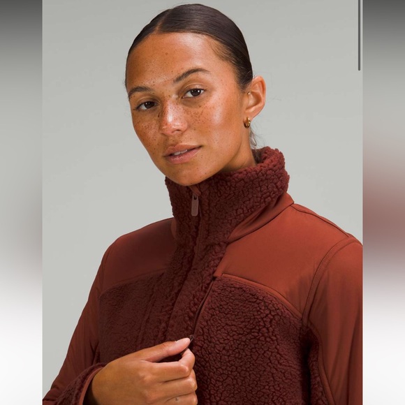 Lululemon textured fleece full zip jacket sz 14 in date brown - Picture 3 of 9